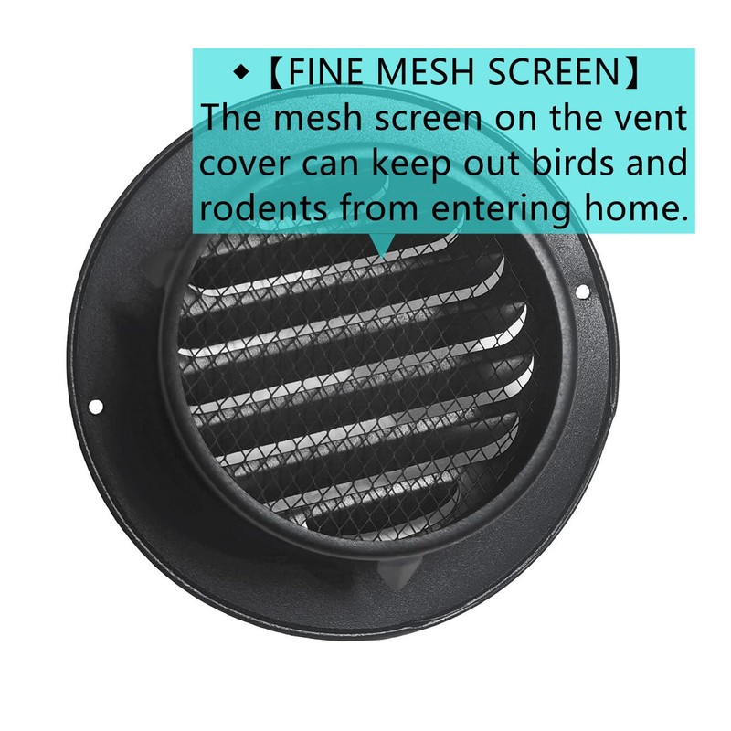 6 Inch Black Stainless Steel Air Vents, JSIXASO Louvered Grille