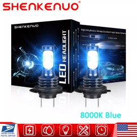 SHENKENUO 2 Sides 2Pcs H7 8000K Ice Blue LED Headlight Bulbs Upgrand Kits Super Bright