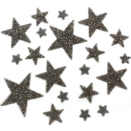 DHER Iron-On Patches, Iron-On Patches, Mixed Iron-On Patches, Pack of 20, Pentagram Iron-On Patches, Star Pattern, Iron-On Patches, Shoes and Hats, Fabric Patches, Bags, Clothing (Grey)