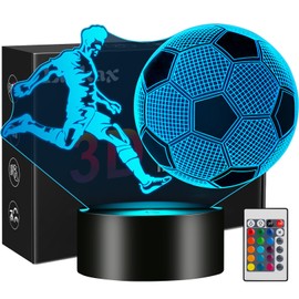 Fussball Geschenke Jungen, Fußball Geschenke für Jungs, 3D Nachtlicht Kinder Optische Täuschung Lampe 16 Farben Ändern, Kinderzimmer Deko Kleinigkeiten Geburtstags Geschenke für Fußballfans