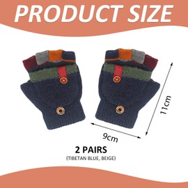 EPCDBBRT 2 Pairs Of Children'S Color Block Gloves, Warm Gloves, Children'S Knitted Gloves, Half Finger Gloves, Cute Children'S Gloves, Soft Gloves