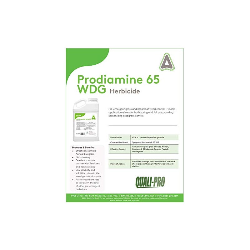 Prodiamine 65 Wdg 5lbs Pre-emergent Grass Broadleaf Weeds ( Generic