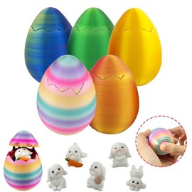 5PCs 3D Printed Surprise Eggs Fidget Toy,Easter Basket Stuffers for Kids,Easter Eggs Fillers,Easter Decorations for Home,Easter Bunny Decorations Toys,Easter Party Favors,Prize Toys for Classroom