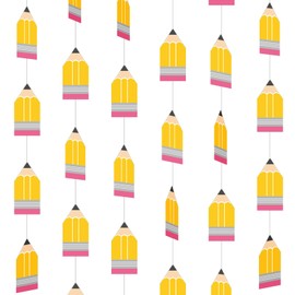 Namalu 20 Pcs Pencil Hanging Banners for Back to School Decorations Vertical Pencil Banners for First Day of School Party Decorations Classroom Ceiling Bulletin Board Decor Supplies