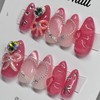 Shy Ribbon Heart Handmade Nail Tips - Round / 수줍은