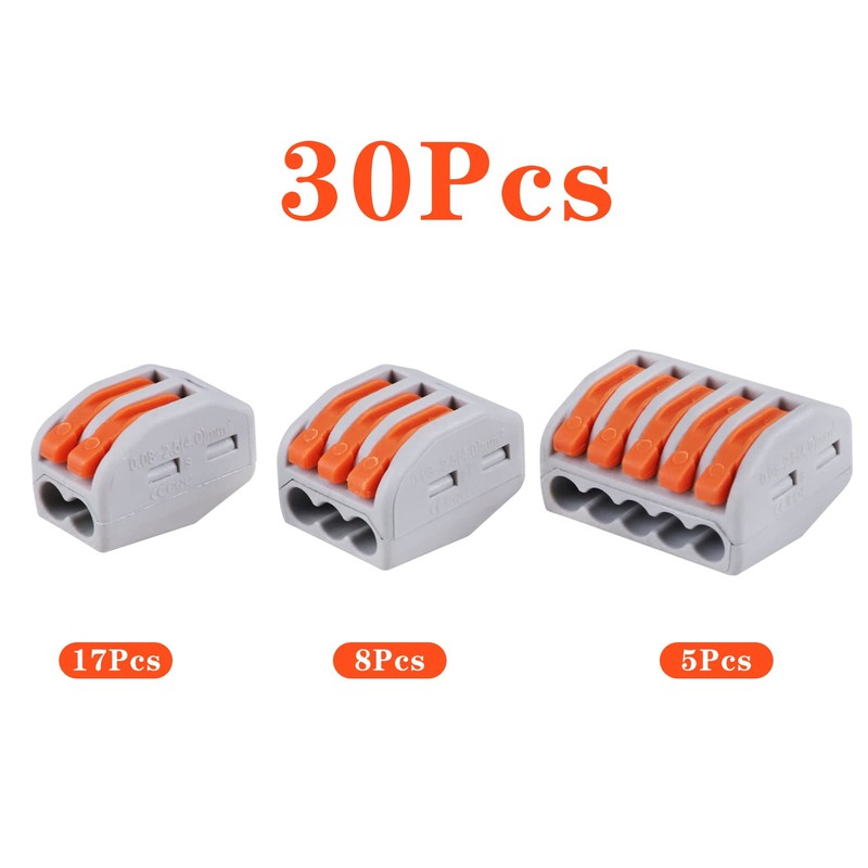 30 PCS Lever Wire Electrical Connectors Nuts Assortment Kit with