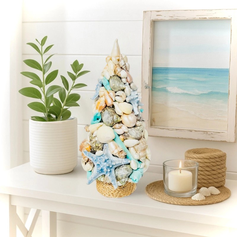 Holiday Tree Coastal Shell Tabletop Tree
