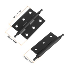 sourcing map 2Pcs 2 x 0.91 Inch Door Hinge Solid Brass Hinge Folding Butt Hinge Ball Bearing Cabinet Door Hinge with Screws for Door Cabinet, Black