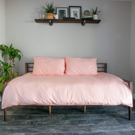 Simple Being Cotton Duvet Cover for Weighted Blankets with Pillow Case (Peach Stripe, 48" x 72")