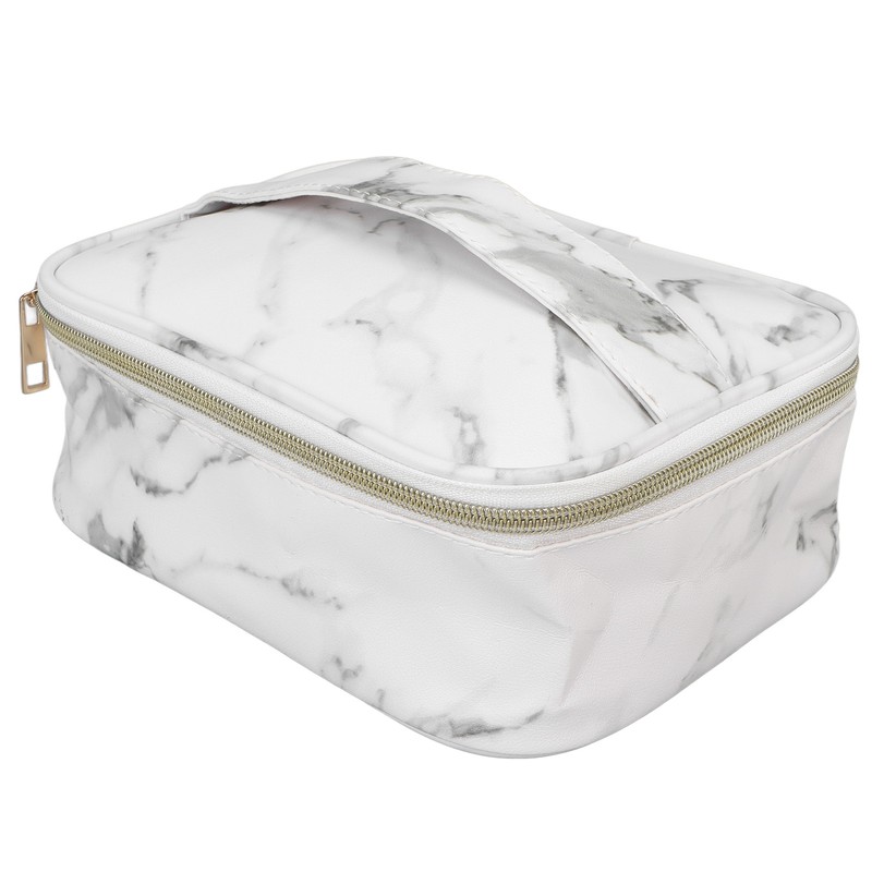 3Pcs Women Cosmetic Bag Marble Print Makeup Case Storage Handbag