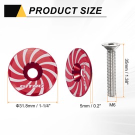 sourcing map Headset Top Cap 1-1/4 Aluminum Alloy Cycling Stem Top Cap Cover with Bolt for MTB Road Mountain Bike, Red