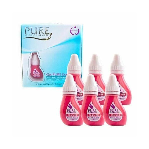 BioTouch PURE pigment Permanent MakeUp ROSE PINK pigment Tattoo ink 6pk 3ml