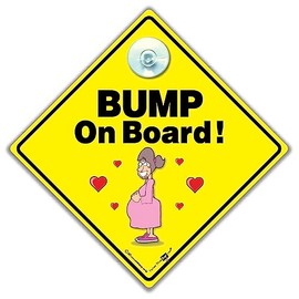 Bump On Board Sign, Bump Car Sign, Pregnancy Car Sign, Expectant Mum Car Sign, High Visibility Baby Car Sign With Suction Cup to Notify of Prgenant Mum to be in Car 14 cm x 14cm x 2cm