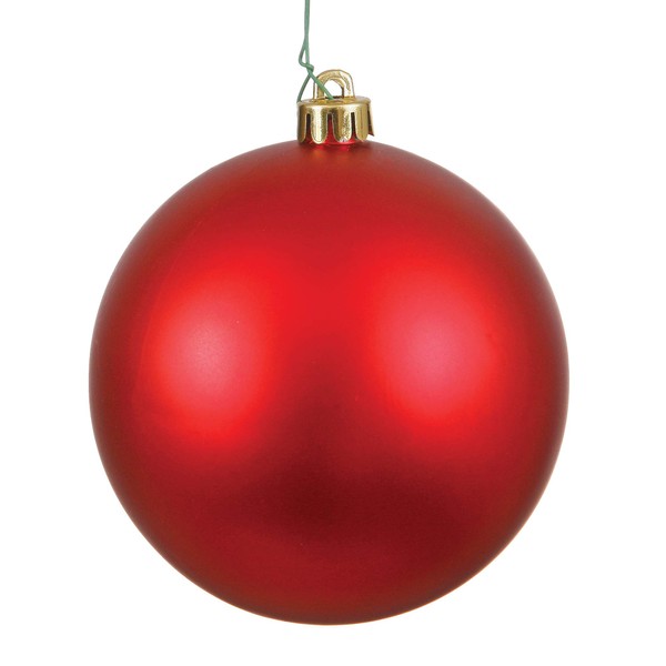 Vickerman Drilled UV Matte Ball Ornaments, 3-Inch, Red, 12-Pack