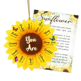 Sunflower Gifts for Women With a Story Card, Sunflower Car Rearview Mirror Hanging Accessories Birthday, Christian Gifts for Women, Christmas Ornament, Inspirational Bible Verse