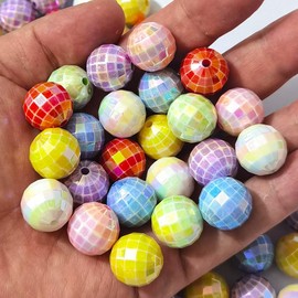 Qingxii Decorr Mixed Lots Shiny AB Color Acrylic Faceted Bead DIY Beading Hairband Bracelets Necklace Craft Embelishment (Mixed Colors-2)