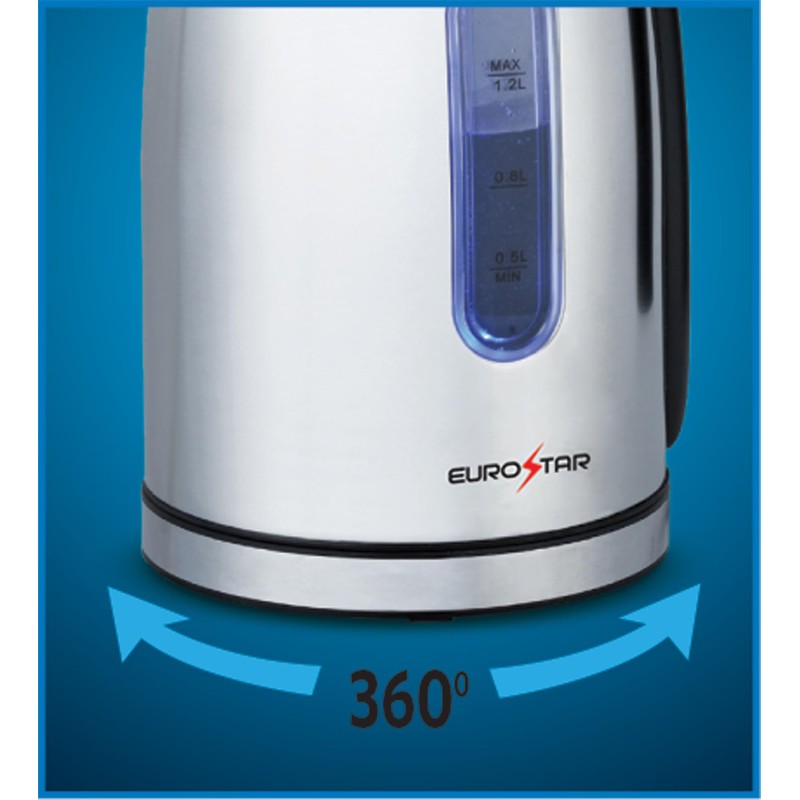 EUROSTAR EKS12SS 1.2L Electric Kettle, Silver