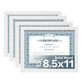 Egofine 8.5x11 Picture Frames Set of 4, Made of Solid Wood Covered by Plexiglass for Document,Diploma, Certificates and Degree, for Table Top Display and Wall Mounting Photo Frame White