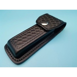 Unbranded Leather Knife Sheath fits a Buck 110 Folding Hunter to 5 1/4" Black Belt Pouch