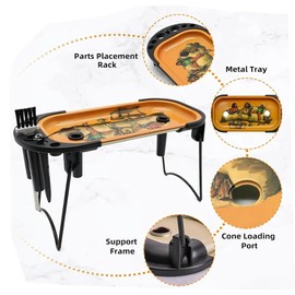 Rolling Tray Set Cone Filler Pre Roll Machine for King Size 1 1/4 Size Cone Loader Foldable Stand with Metal Rolling Tray,Filler Funnel Placement Device & Brush 9.3x4.3x1.3 Inch (J1)