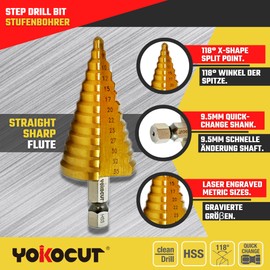 Step Drill Bit HSS Titanium Step Drill Bit For Metal Multiple Hole Drilling Cone Drill Bit Stepped Up Bits For DIY Lovers (5-35MM Step Bit)