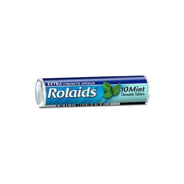 Rolaids Extra Strength Antacid Chewable Tablets, Mint - 12 X 10 Rolls by Rolaids