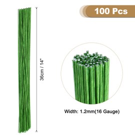 sourcing map 100pcs Green Floral Wire Stems Bendable 1.2mm 16 Gauge Florist Wire for Artificial Flower Making Crafts Wreaths Supplies