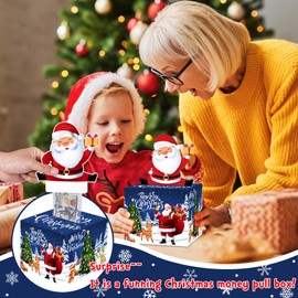 Meiidoshine Christmas Money Box for Cash Gift Pull, Surprise Money Holder for Kids Adults with 100Pcs Transparent Bags - Fun Ways to Give Cash As A Gift for Your Loved Ones