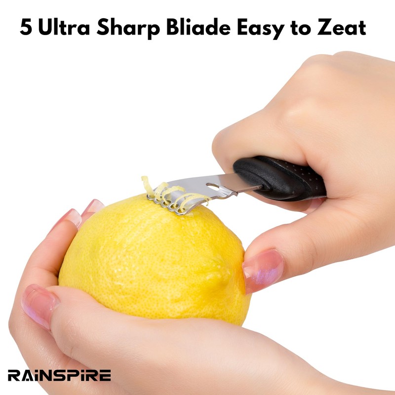 Rainspire Lemon Zester Tool with Channel Knife, Stainless Steel Citrus