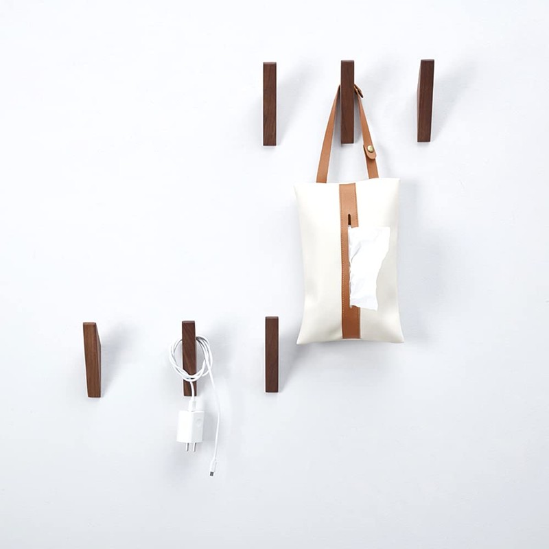Pack 6 Black Walnut Wooden Hooks Wall Hooks, Coat Hooks,