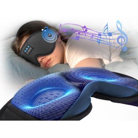 LC-dolida Bluetooth Sleep Mask Headphones 3D Deep Eye Mask with Headphones, Can Play 14 Hours Breathable Sleep Mask Blackout for Travel/Nap,Plane Travel Essentials with Travel Bag & 2 Sleep Earplugs