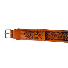 RAAVILS Girth Western Horse Saddle Leather Back Cinch Flank Strap Rear Girth Buckskin Billet Keeper 36'' inches