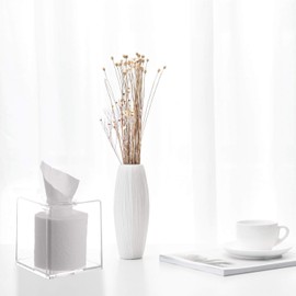 Acrylic Tissue Dispenser Box Cover Holder Clear Square Napkin Organizer for Bathroom, Kitchen and Office Bedroom Storage