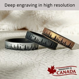 Knot Theory Forest Silicone Ring for Men and Women - Smooth Silver Size 10 Wedding Band, Sports Activities, Breathable Comfort Fit 6mm Bandwidth