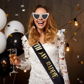 KICOSY BIRTHDAY BADDIE Heart-Shaped Glasses & Black Gold-Foil Sash Set - Birthday Party Accessories for Women & Girls, One Size