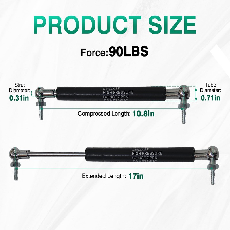 Gas Spring Prop Struts Shock Lift Supports 17 Inches 90lb