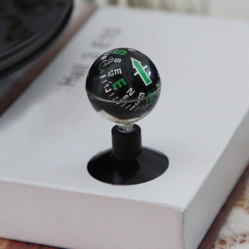 Portable Compass, Car Universal Round Mini Compass Black Plastic Case