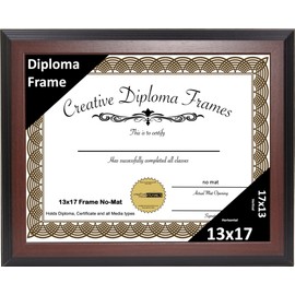 Creative Picture Frames 13x17 Diploma Frame Exact - No Mat, Congress Mahogany Wall Frame, Display Photo or Art with intalled wall hanger