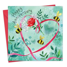 Twizler Anniversary Card - Bees & Heart Happy Wedding Anniversary Card for Couple - Husband Anniversary Card for Him - Wife Anniversary Card for Her - Mum and Dad Anniversary Card