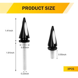 MOXRUQ 3 PCS Windshield Bolts for Motorcycle, Road Glide Windscreen Screws, Cool Windshield Spike Bolts Decoration, Compatible with Harley Street Glide Electra Glide 2014+ (Black & Silver)