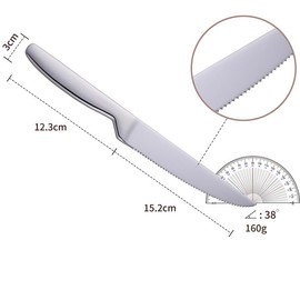 BOOTLION Steak Knife Set, 5 Piece Serrated Heavy Duty Stainless Steel Table Knife, Cuts Steak and Chicken, Bread,One Piece Handle,