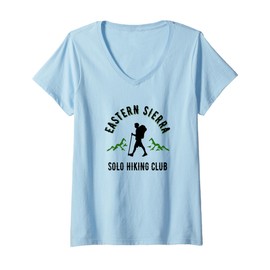 Womens Eastern Sierra Solo Hiking Club California Mountain Trail V-Neck T-Shirt