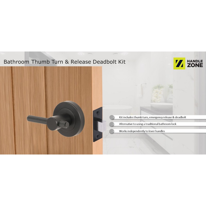 HANDLEZONE® Knurled Bar Designer Bathroom Toilet Door Thumb Turn and