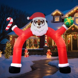 Kitticcino Christmas Inflatable Outdoor Decoration 10 FT Black Inflatable Santa Archway Built-in LED Lights Blow Up African American Santa Arch Yard Home Lawn Garden Party Outdoor Decor