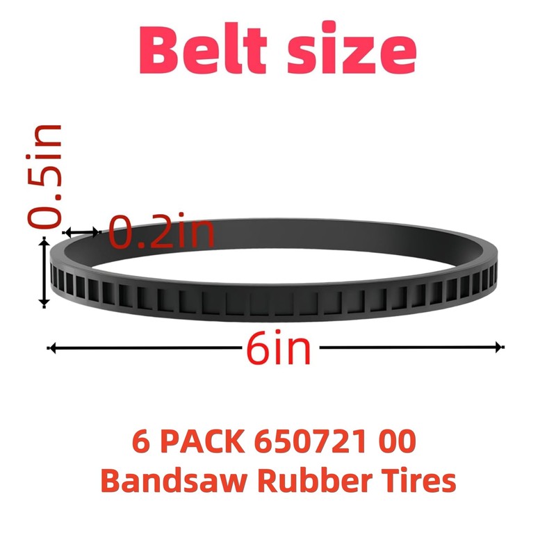 6 Pack 650721 0 Bandsaw Rubber Tires 6" x 1/2"
