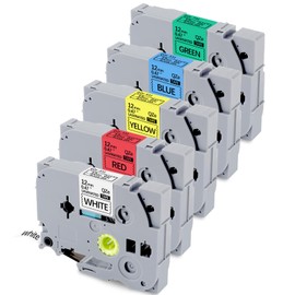 5Pk Multicolored TZe-231 Tape Label Maker Compatible with Brother P-Touch TZe-231 Tape, for PT-D200 PT-D210 PTH100 PT-D400, 0.47" x 26.2'
