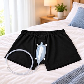 Men's Reusable Urine Collection Kit with External Funnel, Adjustable Underwear and Wearable Leg Drainage Bag
