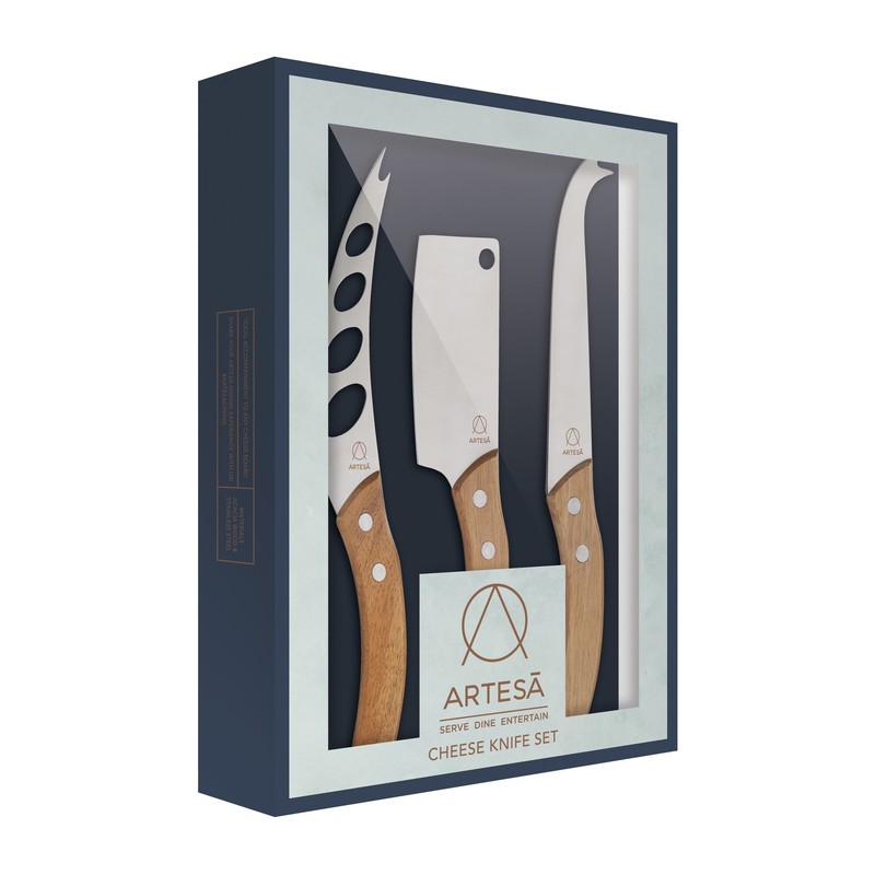 Artesa Käsemesser-Set, Edelstahl-Besteck, 1 Set mit 3 Käsemessern, Käsemesser für