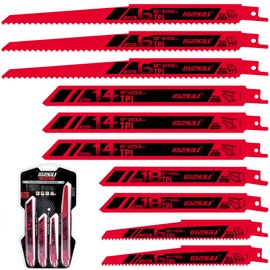 LOZAGU 10-Piece Reciprocating Saw Blades Set, 6 to 9 Inch Metal/Woodcutting Saw Blades, Pruner Saw Blades