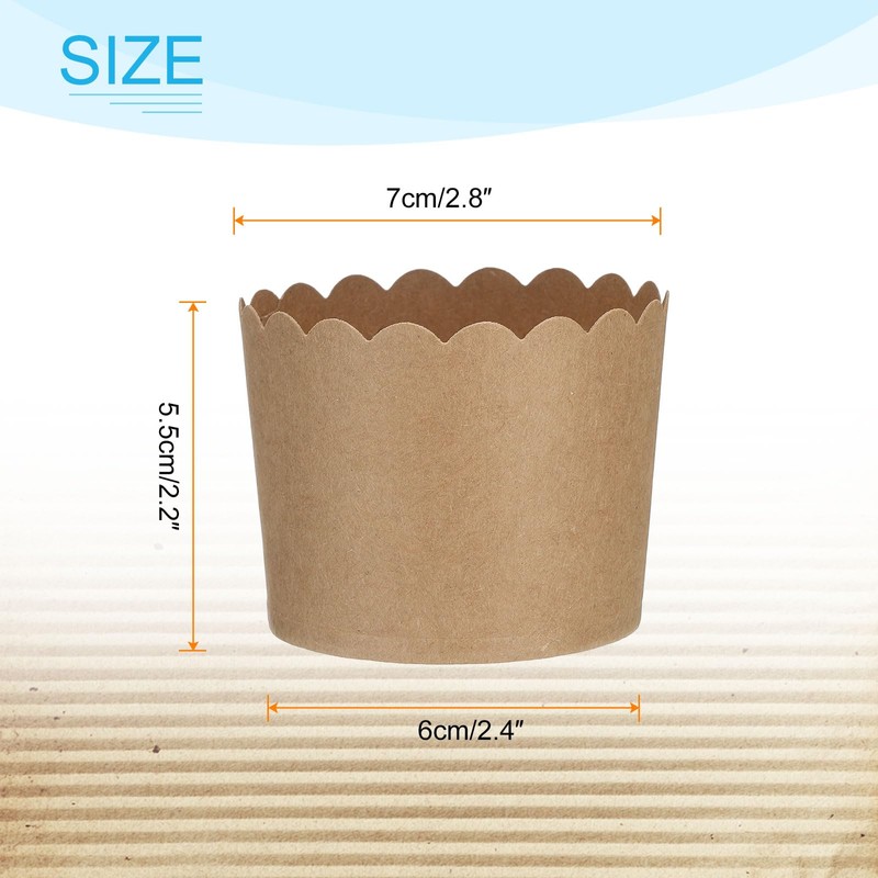 sourcing map 50Pcs Paper Baking Cups 6oz Brown Kraft Paper